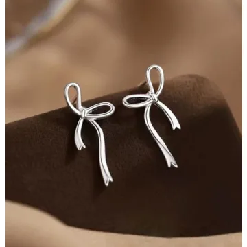 Elegant Reffeer Sterling Silver Bow Stud Earrings for Women