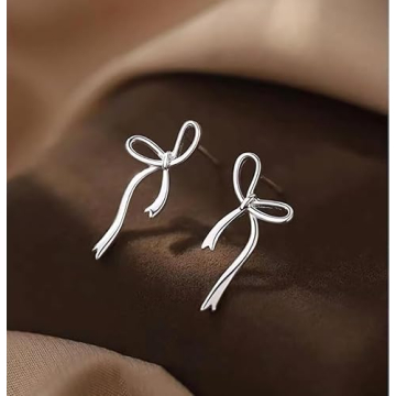 Elegant Reffeer Sterling Silver Bow Stud Earrings for Women