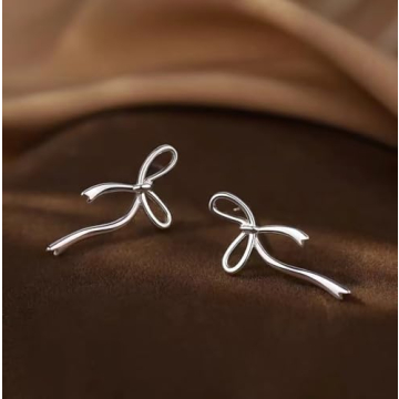 Elegant Reffeer Sterling Silver Bow Stud Earrings for Women