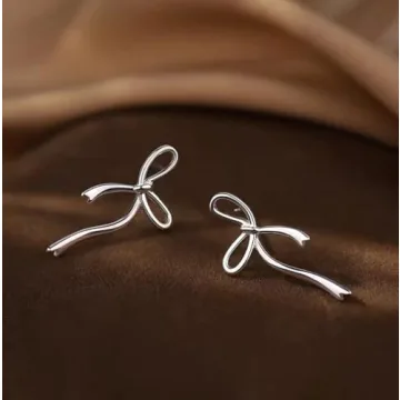 Elegant Reffeer Sterling Silver Bow Stud Earrings for Women