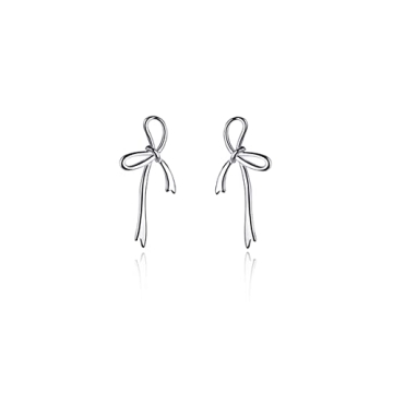 Elegant Reffeer Sterling Silver Bow Stud Earrings for Women