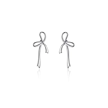 Elegant Reffeer Sterling Silver Bow Stud Earrings for Women