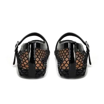 DOEYG Black Mesh Ballet Flats for Versatile Style