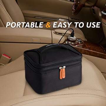 HOTLOGIC Mini XP Portable Electric Lunch Box Food Heater - Expandable Food Warmer Tote and Heated Lu...