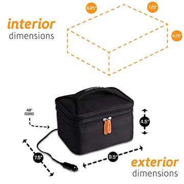 HOTLOGIC Mini XP Portable Electric Lunch Box Food Heater - Expandable Food Warmer Tote and Heated Lunchbox for Adults Work/Car/Home - Easily Cook, Reheat, and Keep Your Food Warm - BLACK - 120V