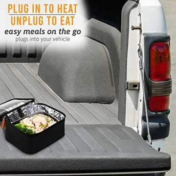 HOTLOGIC Mini XP Portable Electric Lunch Box Food Heater - Expandable Food Warmer Tote and Heated Lunchbox for Adults Work/Car/Home - Easily Cook, Reheat, and Keep Your Food Warm - BLACK - 120V