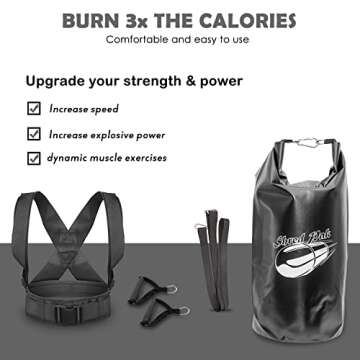 Resistance Training Sled - Weight Sled Harness & Handles - Extreme Workout for Athletes - Burn 3X Th...