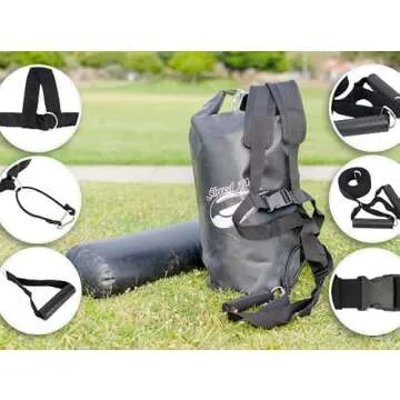 Resistance Training Sled - Weight Sled Harness & Handles - Extreme Workout for Athletes - Burn 3X The Calories - 4-Piece Kit for Gym, Home and, Outdoor (Weight Bag + Harness + Water Bladder)