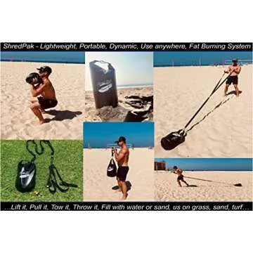 Resistance Training Sled - Weight Sled Harness & Handles - Extreme Workout for Athletes - Burn 3X The Calories - 4-Piece Kit for Gym, Home and, Outdoor (Weight Bag + Harness + Water Bladder)
