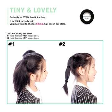 CYWLIFE Tiny Hair Ties Bands for Baby Girls Women Thin & Fine Hair, 100 PCS Black, 7MM No Crease Pon...