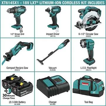 Makita XT614SX1 18V LXT Cordless Combo Kit - 6 Tools