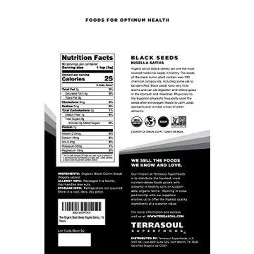 Terrasoul Organic Black Cumin Seeds Superfood for Health