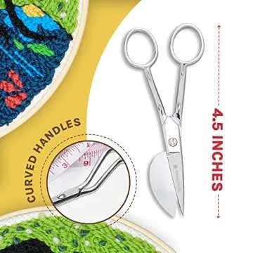 ThreadNanny Duckbill Scissors (4.5-Inch) - Duckbill Applique Scissors for Professionals - Ergonomically Bent Curved Offset Handle - Paddle Shaped, Razor-Sharp, Premium Grade German Steel