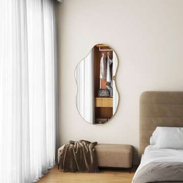 SHYFOY Irregular Wall Mirror Decorative, Asymmetrical Mirror for Wall Decor, Wavy Accent Mirrors for...