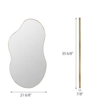 SHYFOY Irregular Wall Mirror Decorative, Asymmetrical Mirror for Wall Decor, Wavy Accent Mirrors for Living Room Bathroom Bedroom Entryway, Abstract Irregular Shape Curvy Mirror, 22"x36" Antique-Gold