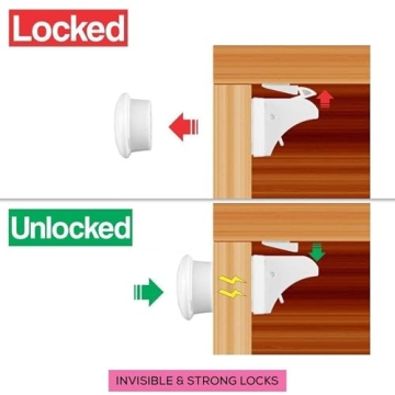 Magnetic Cabinet Locks for Babies Easy Installation 6-Pack