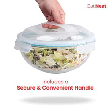 EatNeat 5 Piece Glass Food Storage Bowls with Airtight Lids