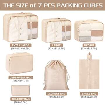 FAMOMI Packing Cubes 7 Set Travel Cubes for Suitcases Lightweight Luggage Packing Orginzers for Trav...