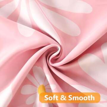 QJHOMO Cute Pink Floral Shower Curtain with Hooks 72x72