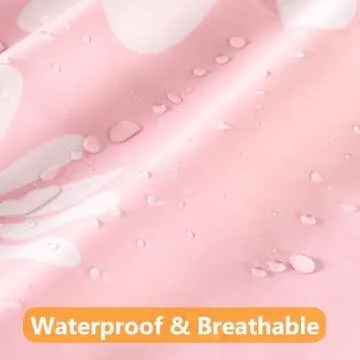 QJHOMO Cute Pink Floral Shower Curtain with Hooks 72x72