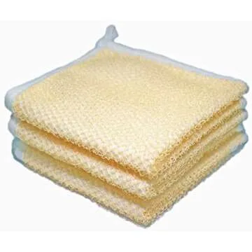 3 pcs/Set Dual-Sided with Soft Weave Exfoliating Scrub and Soft Terry Cloth Towel Home Spa Exfoliating Face and Body - Shower Scrubber - Remove Dead Skin -Great for Skin Care in The Massage Bath