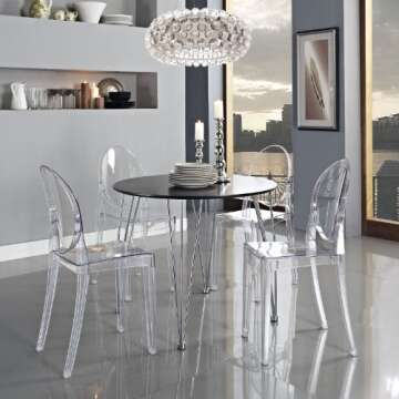 Modway Casper Modern Acrylic Stacking Kitchen and Dining Room Chair in Clear - Fully Assembled