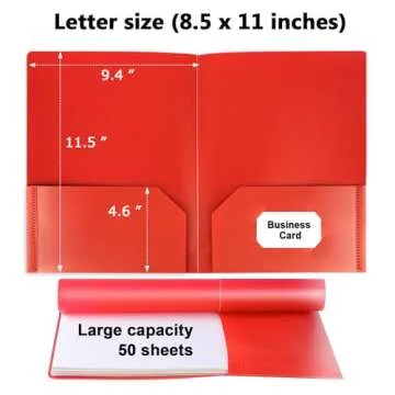 HABGP Plastic Folders with Pockets, 6 Color Heavy Duty Two Pocket Folder Business Card Holder for Of...