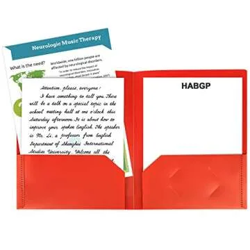 HABGP Plastic Folders with Pockets, 6 Color Heavy Duty Two Pocket Folder Business Card Holder for Office High School