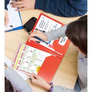 HABGP Plastic Folders with Pockets, 6 Color Heavy Duty Two Pocket Folder Business Card Holder for Office High School