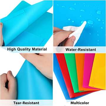 HABGP Plastic Folders with Pockets, 6 Color Heavy Duty Two Pocket Folder Business Card Holder for Office High School