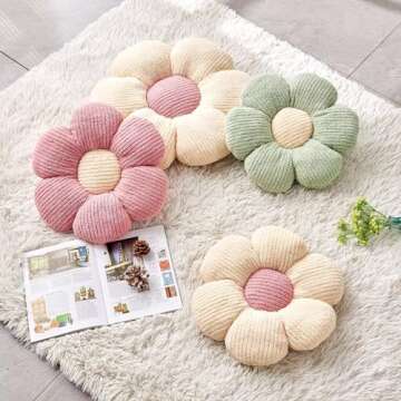 Kcvvcr Flower Throw Pillow, Soft Sage Green 14.9" Flower Pillow for Home Decor, Cute Flower Shaped Floor Pillow Aesthetic Flower Plush Decorative Pillows for Bed Sofa Couch