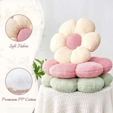 Kcvvcr Flower Throw Pillow, Soft Sage Green 14.9" Flower Pillow for Home Decor, Cute Flower Shaped Floor Pillow Aesthetic Flower Plush Decorative Pillows for Bed Sofa Couch