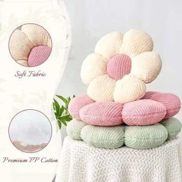 Kcvvcr Flower Throw Pillow, Soft Sage Green 14.9" Flower Pillow for Home Decor, Cute Flower Shaped Floor Pillow Aesthetic Flower Plush Decorative Pillows for Bed Sofa Couch