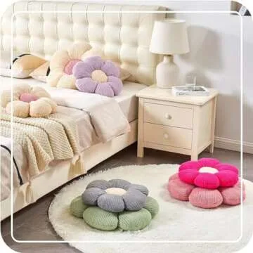 Kcvvcr Flower Throw Pillow, Soft Sage Green 14.9" Flower Pillow for Home Decor, Cute Flower Shaped Floor Pillow Aesthetic Flower Plush Decorative Pillows for Bed Sofa Couch