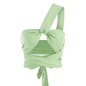 ZAFUL Ribbed Halter Crop Top Ruched Lace-up Cropped Cami Bandana Top Stitching Cropped Tank Top Green