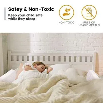 YENING Baby Bed Bumpers for Toddlers Foam Bed Guard Rail for Kids Bed Toddler Bed Bumper for Twin Full Queen King Size Bed Grey, 2-Pack