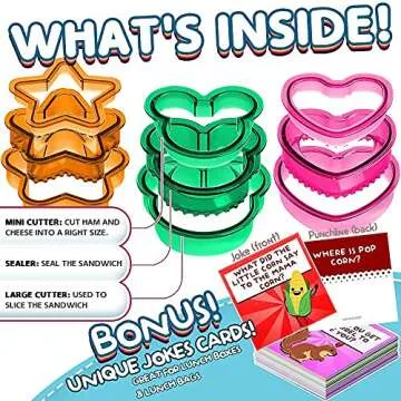 SHINGO Sandwich Cutter and Sealer Decruster Sandwich Maker Great for Lunchbox and Bento Box - Boys and Girls Kids Lunch - Sandwich Cutters for Kids (Heart, Star, Mouse)