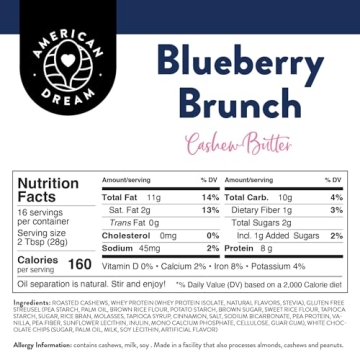 American Dream Blueberry Brunch Cashew Butter 100% Gluten-Free