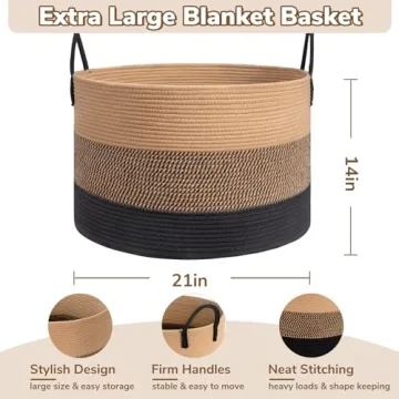 INDRESSME XXXLarge Woven Rope Basket - Versatile Storage Solution