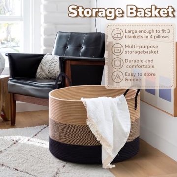 INDRESSME XXXLarge Woven Rope Basket - Versatile Storage Solution