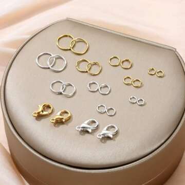KOPOX 5 Sizes Silver and Gold Open Jump Rings, 500PCS O Rings and Lobster Clasps, Small and Large Jump Rings for Jewelry Making and Keychains