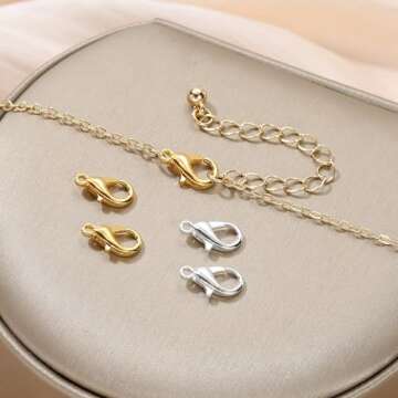 KOPOX 5 Sizes Silver and Gold Open Jump Rings, 500PCS O Rings and Lobster Clasps, Small and Large Jump Rings for Jewelry Making and Keychains