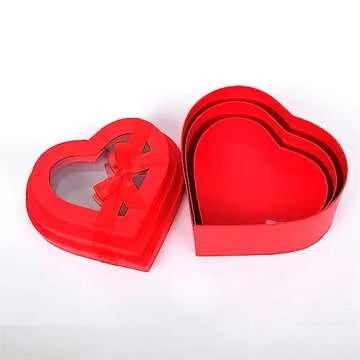 BBJ WRAPS Heart Shaped Boxes for Flowers Packaging with Transparent Window Lids Luxury Gift Box for ...