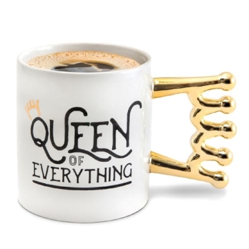 BigMouth Inc “The Queen of Everything” Coffee Mug, Ceramic Coffee Cup with Gold Crown Handle, Gr...