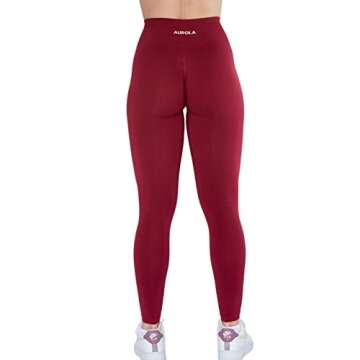 AUROLA Workout Leggings for Women Seamless Scrunch Tights Tummy Control Gym Fitness Girl Sport Active Yoga Pants (S, Deep Red)