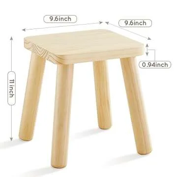 Beright Wooden Step Stool for Kids, Children's Stool fit with Sensory Table, Sturdy Sitting Stool with Assembled Four-Legged, for Children, Toddler, Square, 1 Pack