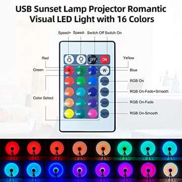 Bizggco Sunset Lamp Projection, 16 Colors Sunset Light, Color Changing Rainbow Lamp with Remote, Atmosphere Night Light Floor Lamp for Photography Party Home Decor Girlfriend