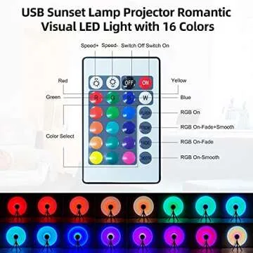 Bizggco Sunset Lamp Projection, 16 Colors Sunset Light, Color Changing Rainbow Lamp with Remote, Atmosphere Night Light Floor Lamp for Photography Party Home Decor Girlfriend