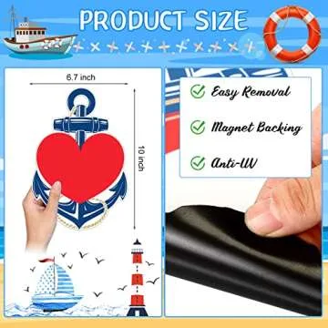 Sherr 2 Pcs Cruise Door Magnets Anchor Car Magnets with 3 Pcs Paint Pens Nautical Anchor with Heart ...