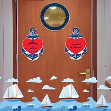 Sherr 2 Pcs Cruise Door Magnets Anchor Car Magnets with 3 Pcs Paint Pens Nautical Anchor with Heart Magnetic Stickers for Carnival Cruise Refrigerator Decorations